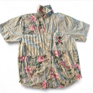 Floral Patchwork Men's Button Up short-sleeve Shirt